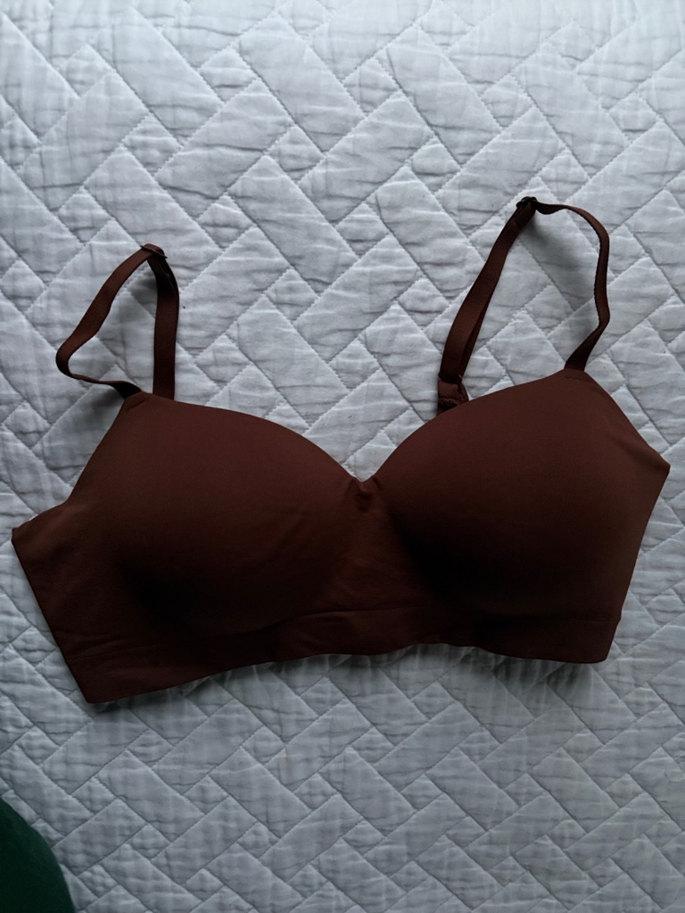 New never worn truekind size large chocolate brown seamless bra